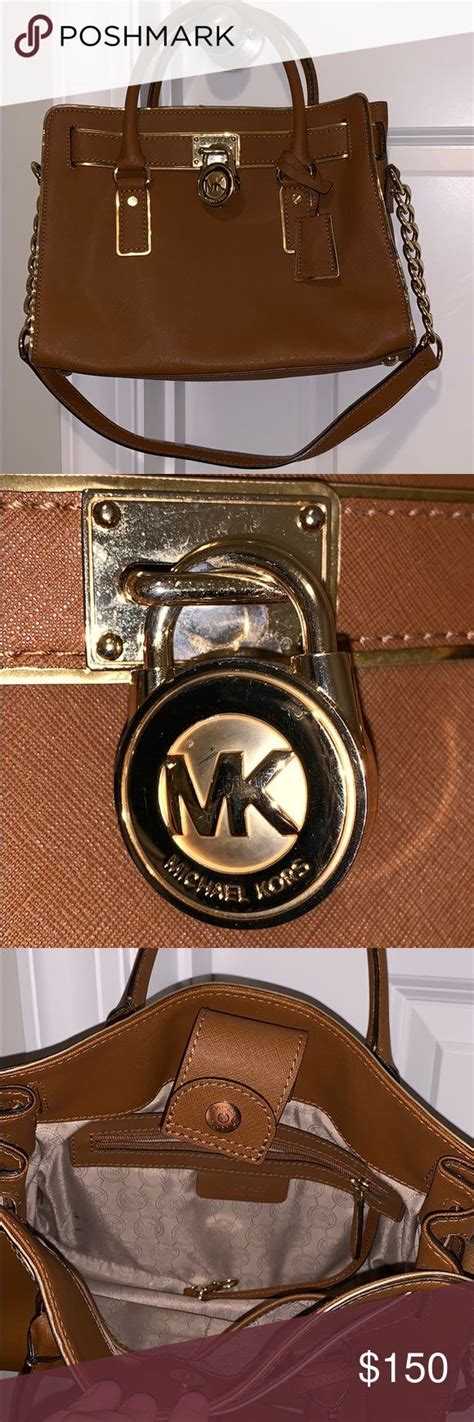 michael kors purse tan with gold studded